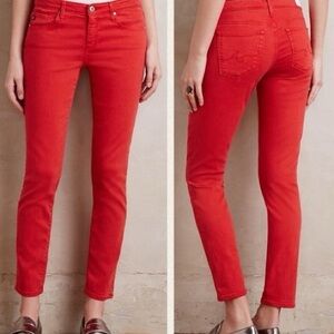 AG Adriano Goldschmied Stevie Slim Straight Ankle Red Skinny Jeans w Stretch